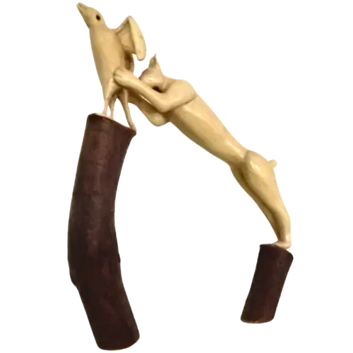 sculpture de lynx et tétra