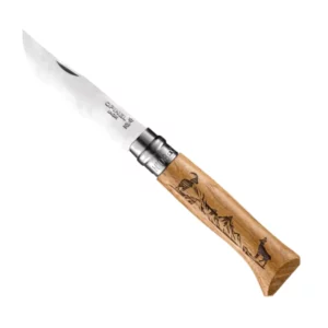 Couteau Opinel personnalisé gravé montagne chamois