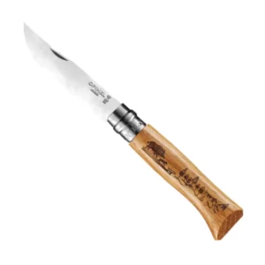 Couteau Opinel personnalisé gravé montagne chasse