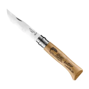 Couteau Opinel personnalisé gravé pêche truite