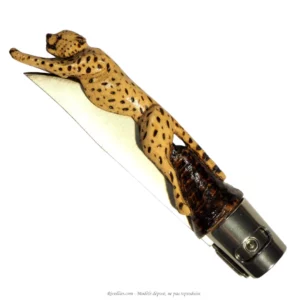 Couteau personnalisé guépard sculpté 3D