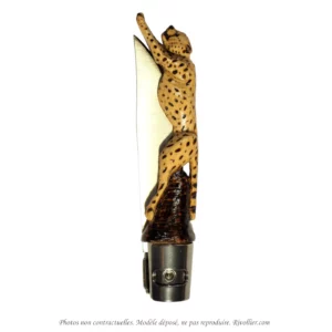 couteau sculpté guepard plié v