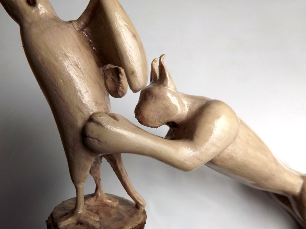 Sculpture de Lynx et tétra