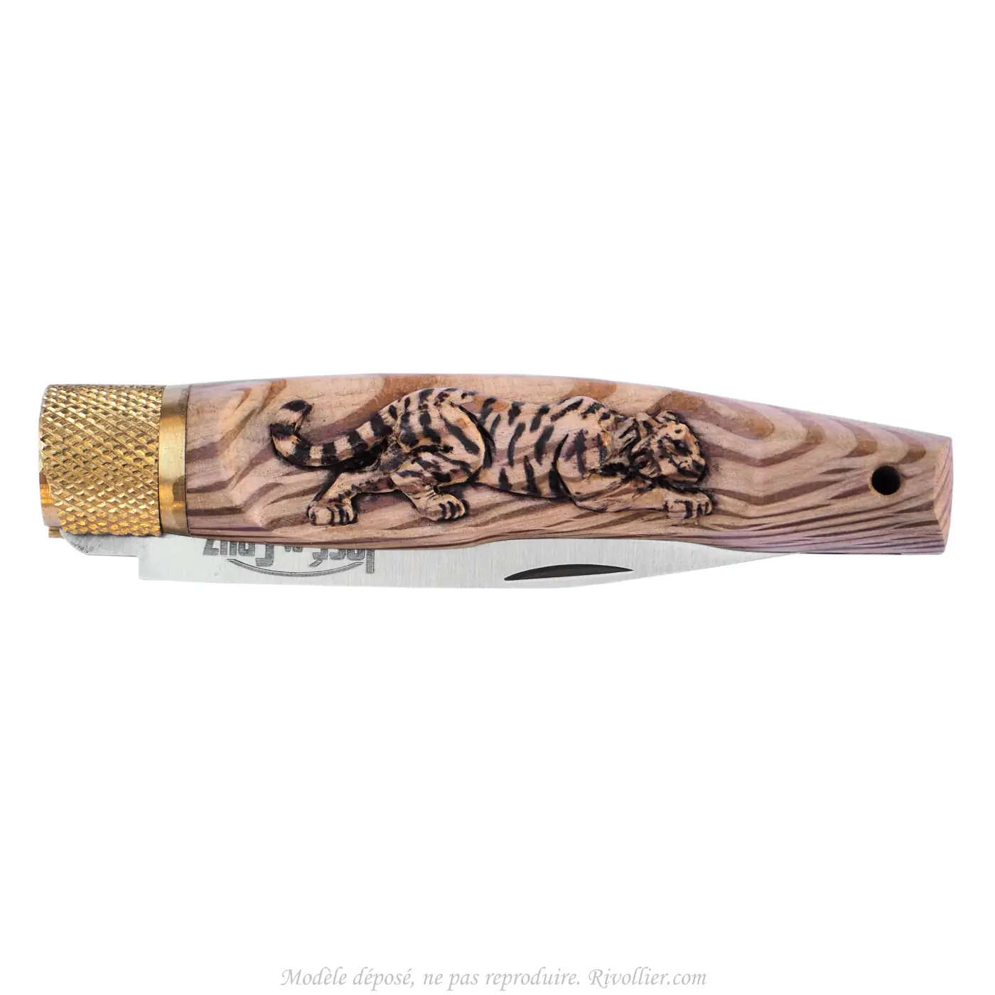 Couteau personnalisé sculpté Tigre