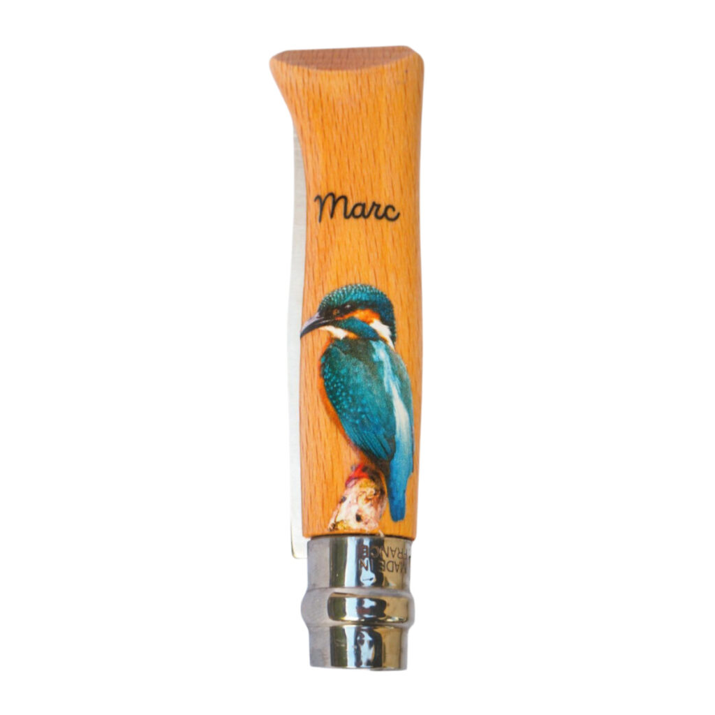 couteau personnalise nature martin pecheur2