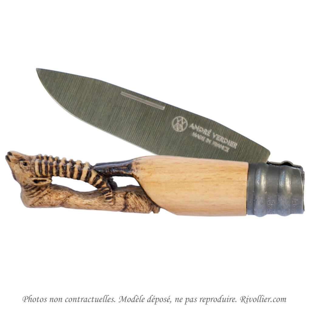 couteau sculpté bouquetin alpage demi 1400