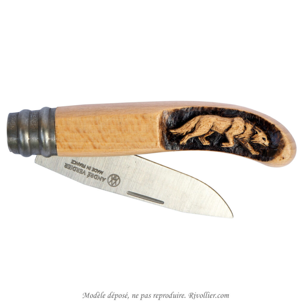 couteau sculpté loup 1400 h