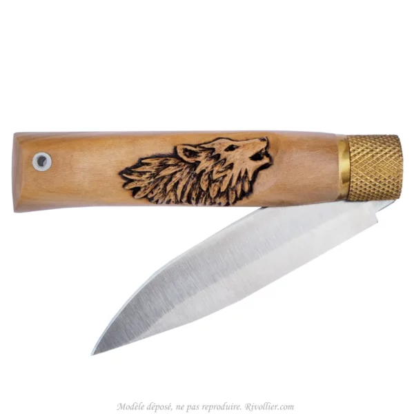 couteau sculpté loup custom