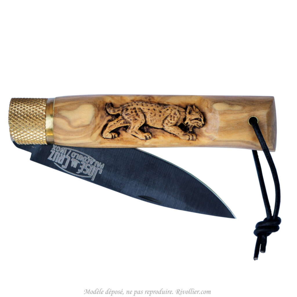 couteau sculpté lynx