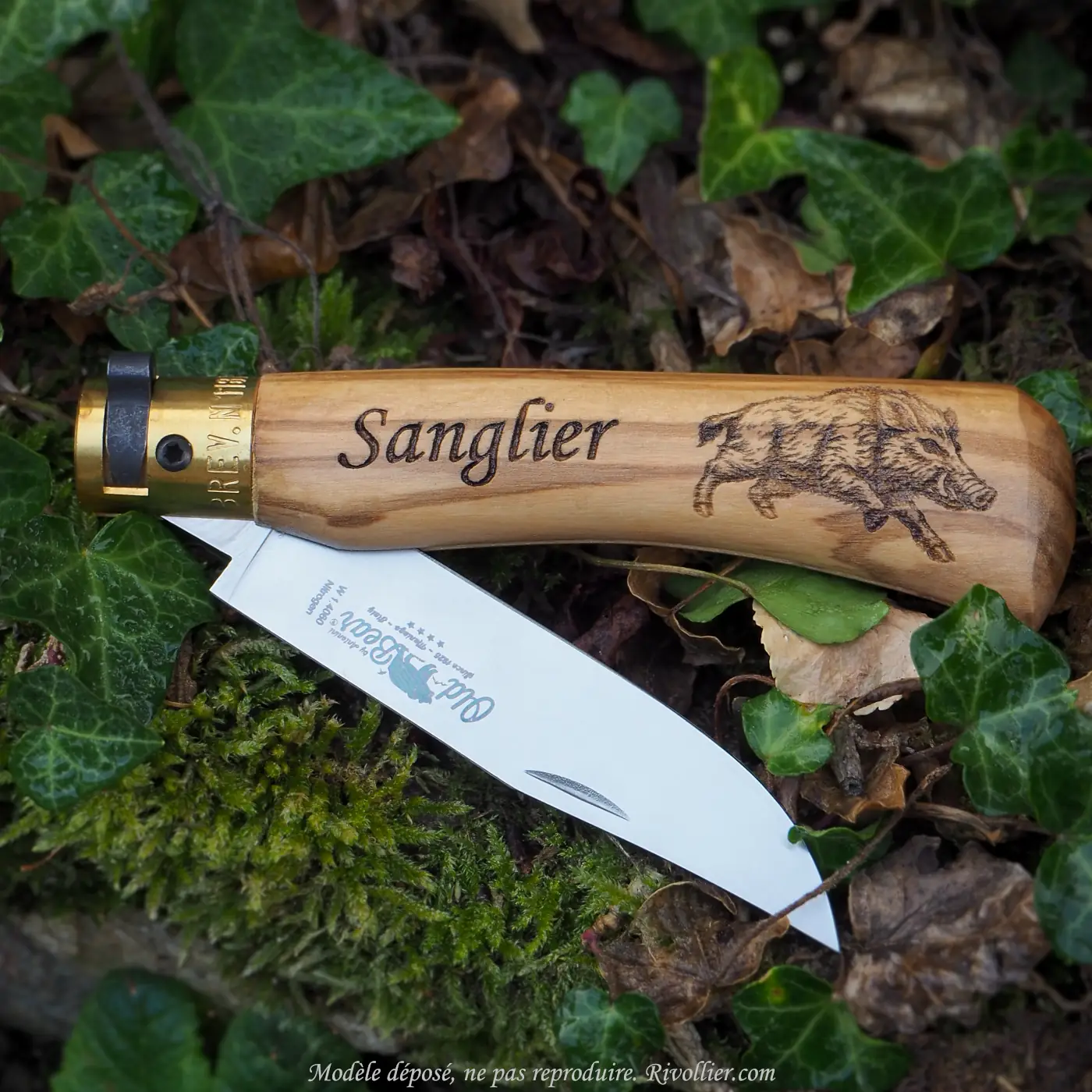 couteau sanglier gravé